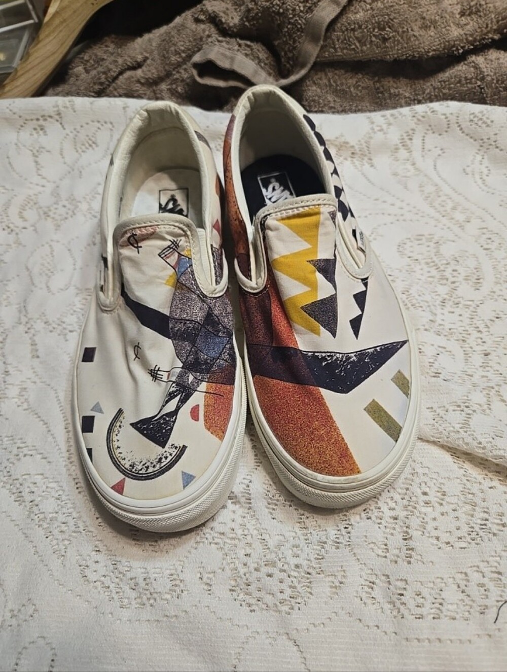 Rare Vans Valisy Kandinsky Slip-On Canvas Shoes with Abstract Multicolor Print
